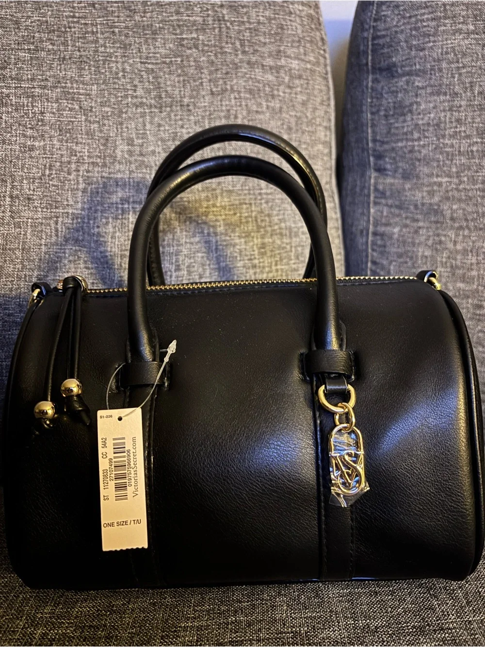 Victoria's Secret Black Dome Satchel with Gold Hardware